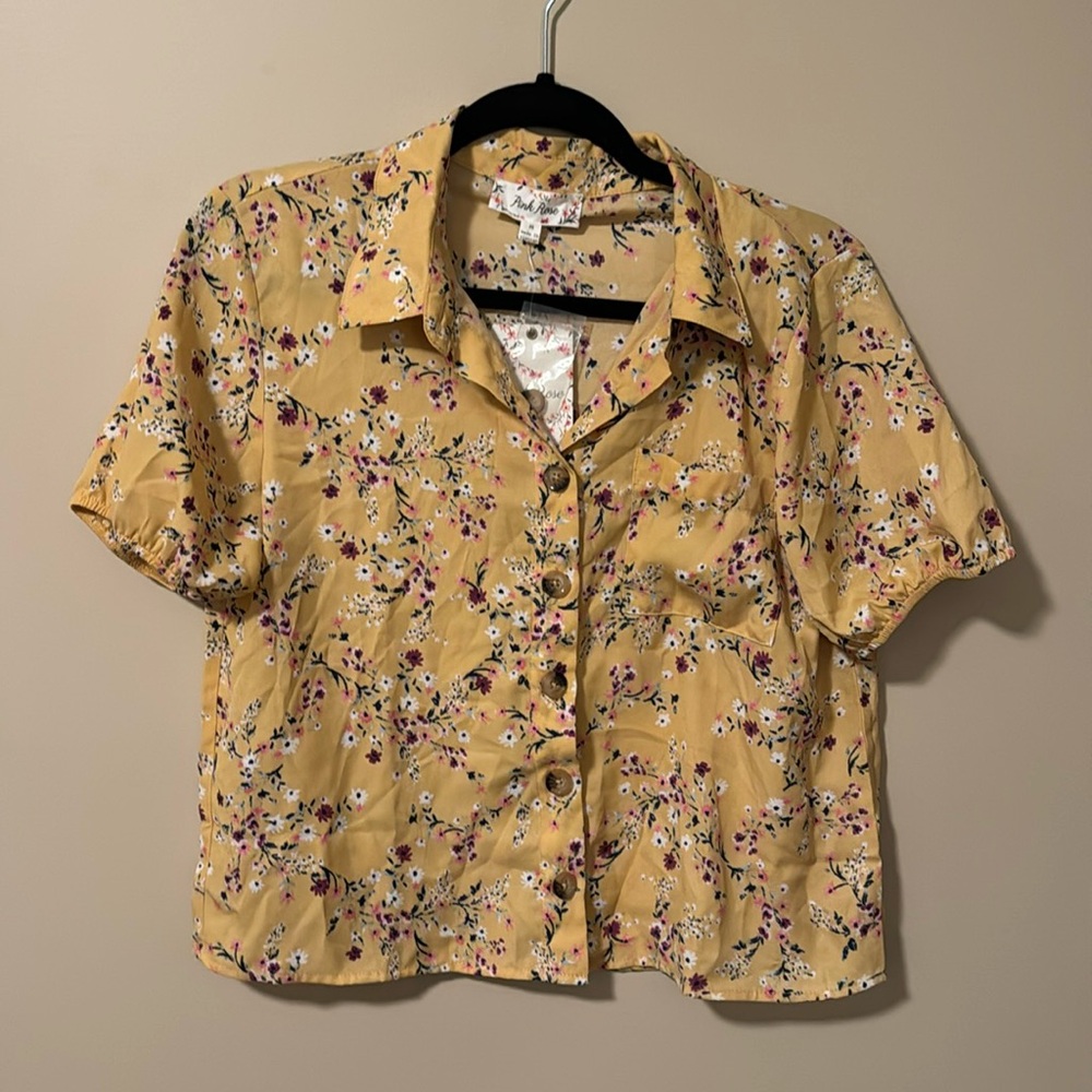 Yellow Floral Button up